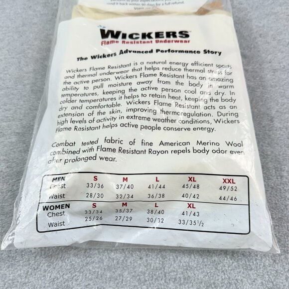 Wickers Flame Resistant Underwear Men’s Medium 50/50 Merino Wool–Rayon Crewneck - Picture 3 of 8